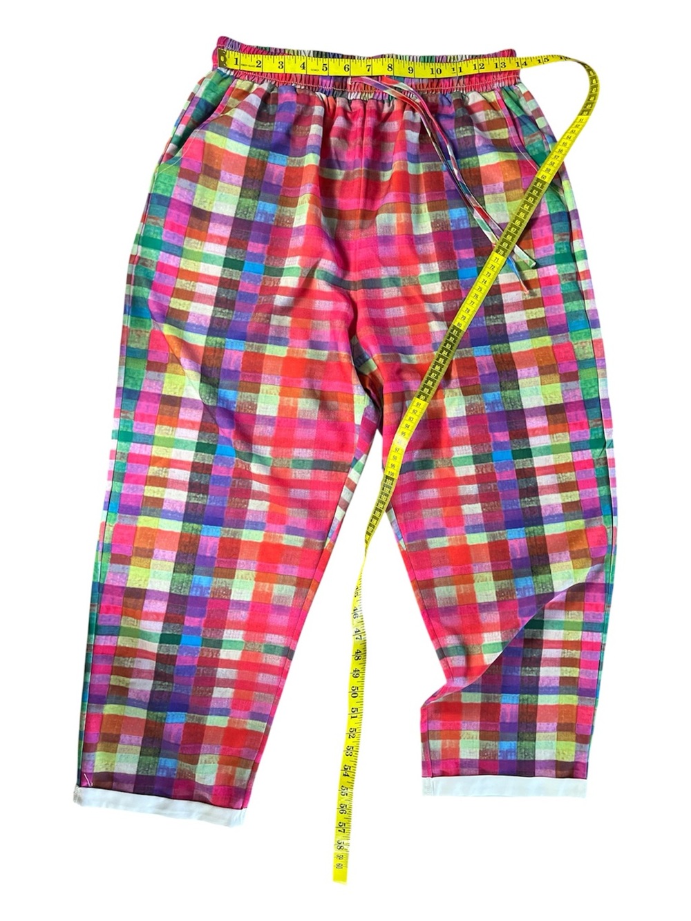 Women's Vibrant Multi-Color Plaid Pull-On Trousers - Picture 8 of 8
